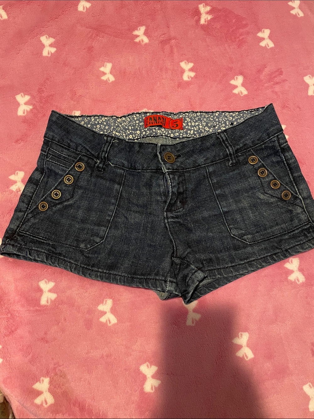 Zanadi Dark Blue Denim Shorts with Button Detail